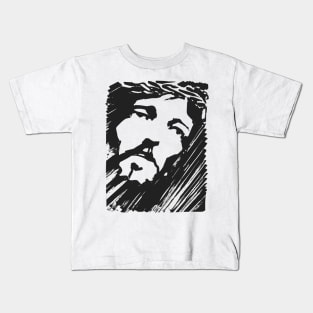 Jesus Christ Face ink hand drawn illustration Kids T-Shirt